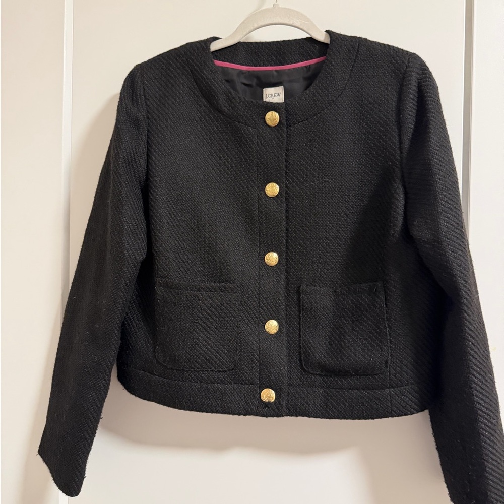 J Crew Classic Black Jacket with Gold Buttons Size 10
